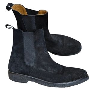 ORO Los Angeles The Alicante Crepe Calf Suede Leather Chelsea Boots Black Sz 10